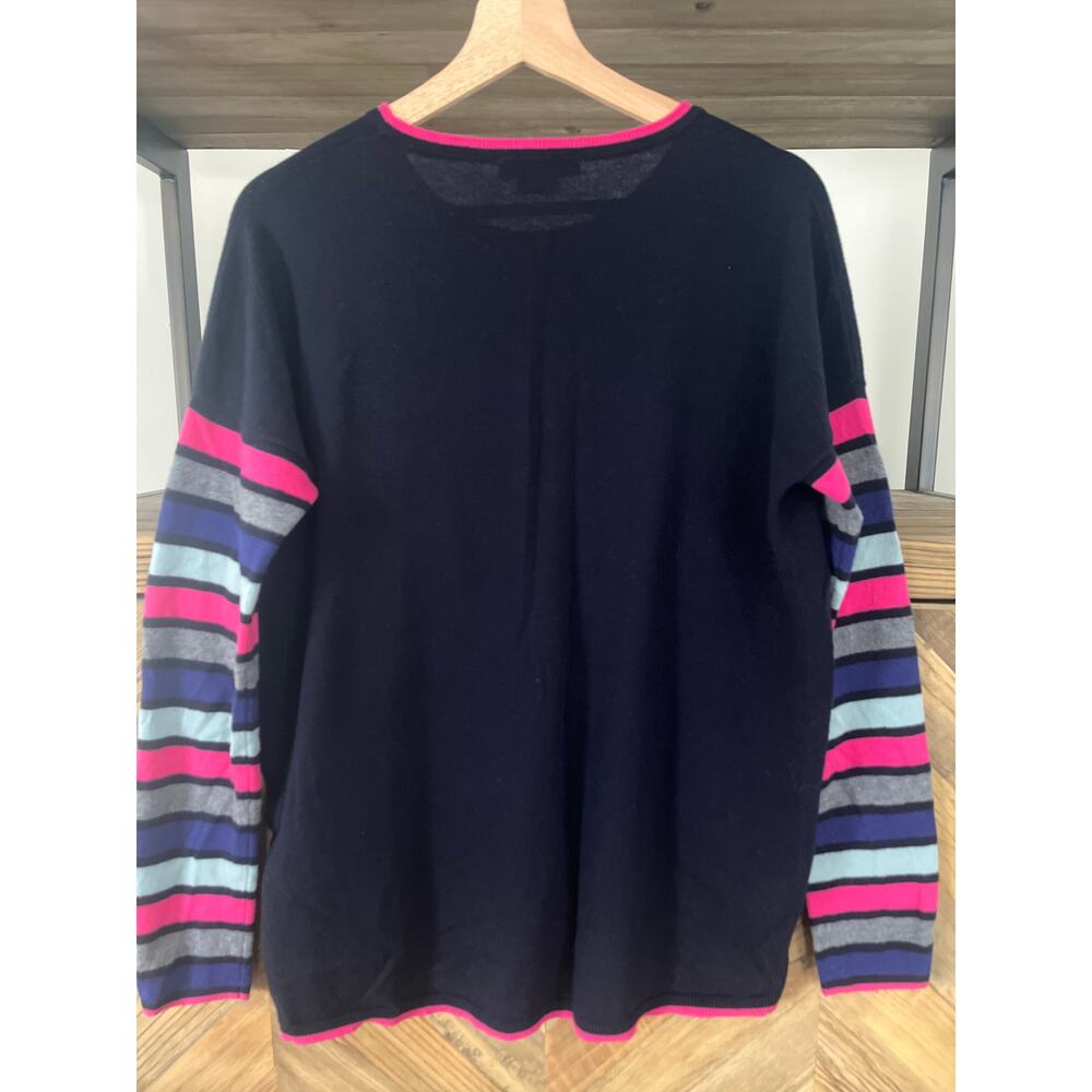 Boden Berwick Crewneck Sweater Small Navy Pink Wool Blend - Picture 3 of 9